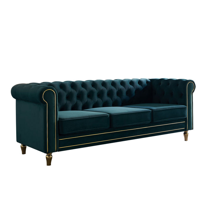 Chesterfield - Velvet Sofa 84.65" For Living Room