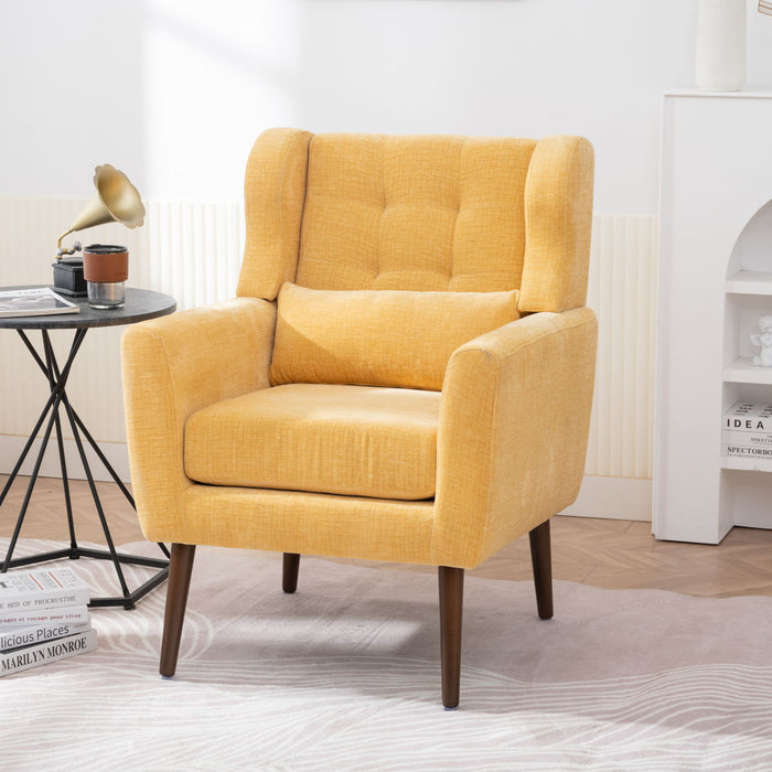 Modern Accent Chair Upholstered Foam Filled Living Room Chairs Comfy Reading Chair Mid-Century Modern Chair With Chenille Fabric Lounge Arm Chairs Armchair For Living Room Bedroom