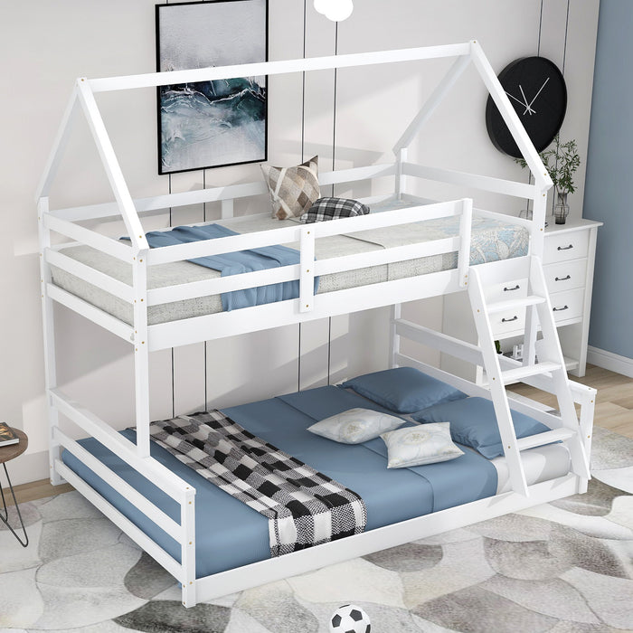 Kids Furniture - House Bunk Bed With Built In Ladder