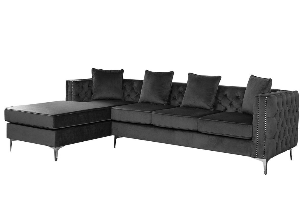 Ryan - Velvet Reversible Sectional Sofa Chaise With Nail-Head Trim