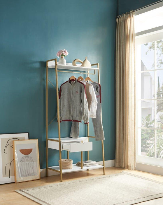 Metal Clothes Rack With One Drawer