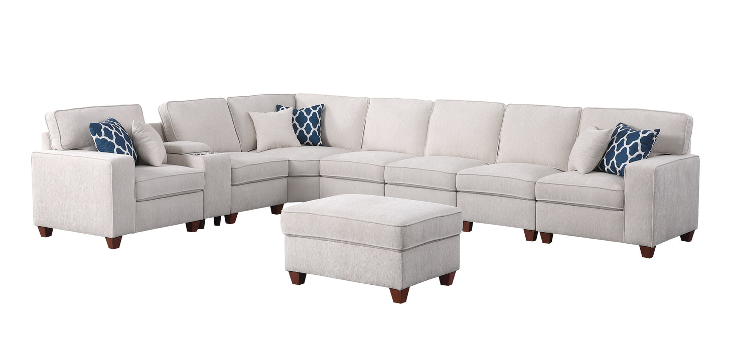 Ted - Sectional Sofa With Ottoman - Beige
