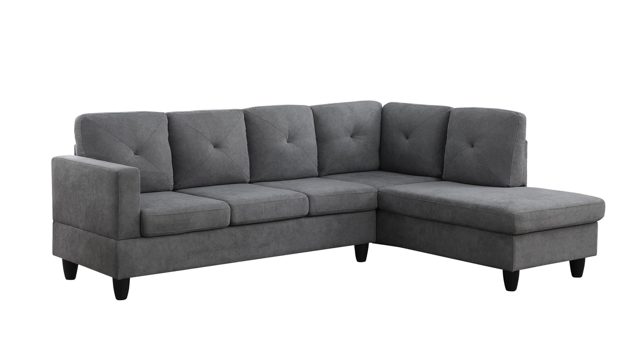 Ivan - Woven Sectional Sofa With Right Facing Chaise - Dark Gray