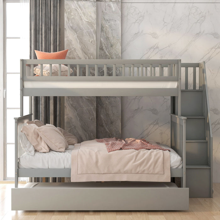 Kids Furniture - Bunk Bed With Trundle And Staircase