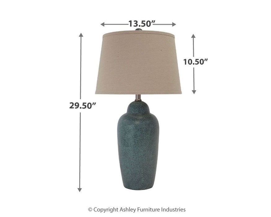 Saher - Verde - Lámpara de mesa de cerámica - Cerámica terrosa