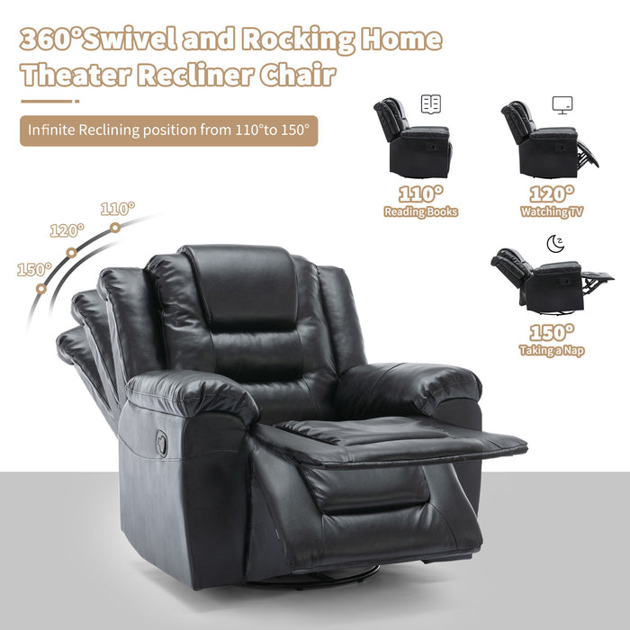 360° Swivel And Rocking Home Theater Recliner Manual Recliner Chair With Wide Armrest For Living Room