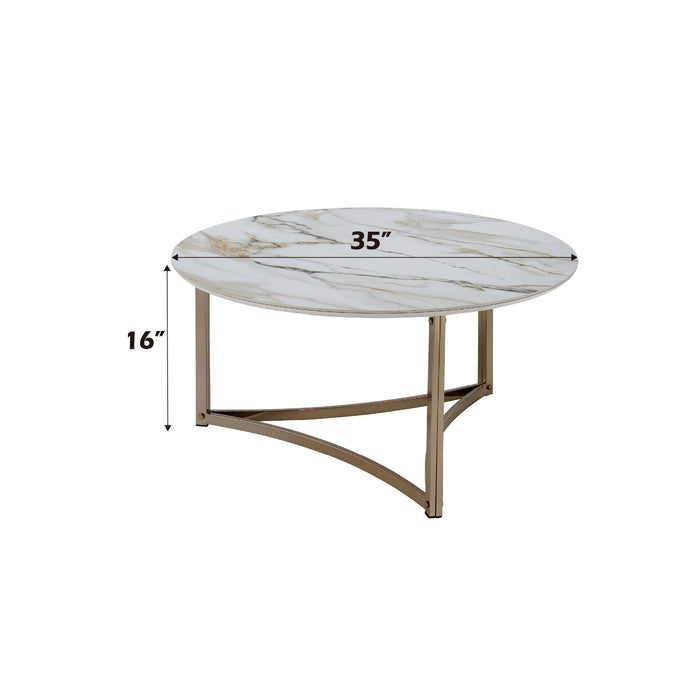 Aziz - Sintered Stone Top Round Coffee Table - White