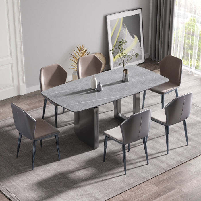 70.87" Modern Artificial Stone Dining Table, Can Accommodate 6-8 People - Gray