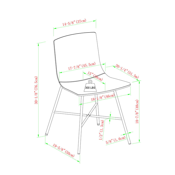 Modern Upholstered Dining Chair With Metal X Base (Set of 2)