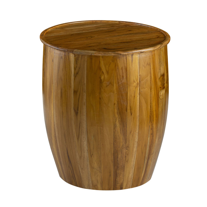 Drum Side Table With Tray Style Top - Brown