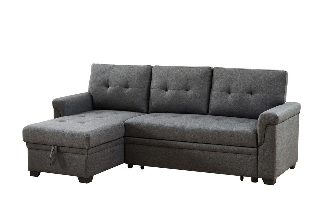 Destiny - Linen Reversible Sleeper Sectional Sofa With Storage Chaise