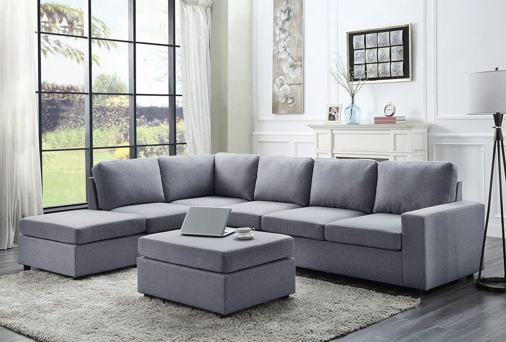 Cassia - Linen 7 Seat Reversible Modular Sectional Sofa With Ottoman