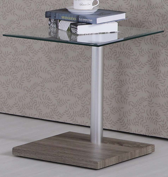 Haden - End Table - Dark Grain & Clear Glass