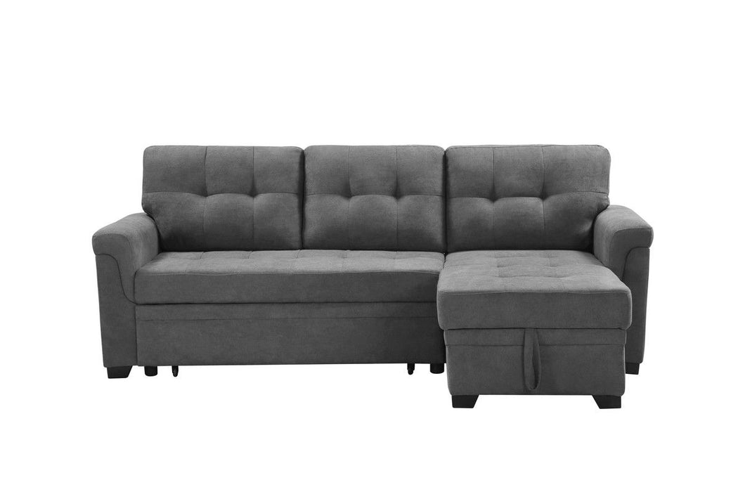 Connor - Fabric Reversible Sectional Sleeper Sofa Chaise With Storage - Gray