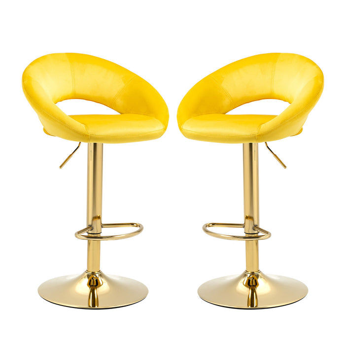 Velvet Adjustable Modern Dining Chairs, Counter Height Bar Chair, Swivel Bar Stools (Set of 2) - Yellow