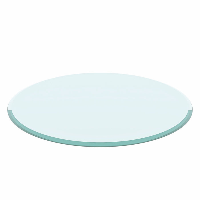 40" Round Tempered Glass Table Top Clear Glass 1 / 2" Thick Beveled Polished Edge