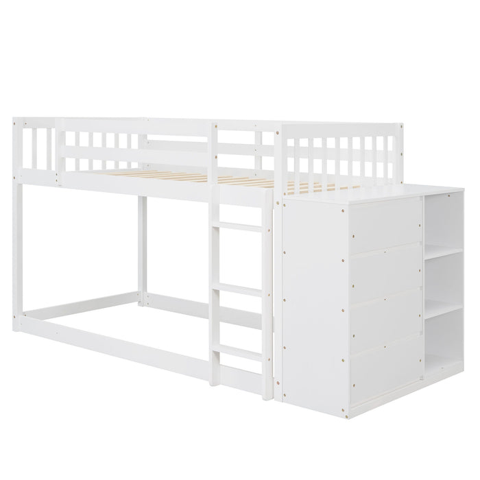 Kids Furniture - Bunk Bed With 4 Drawers And 3 Shelves