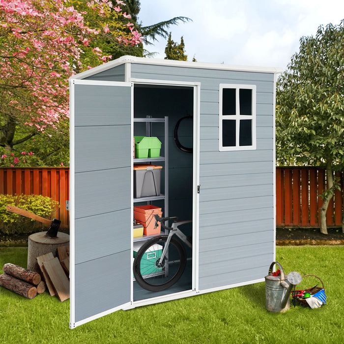 Resin Outdoor Storage Shed Kit-Perfect To Store Patio Furniture - Gray