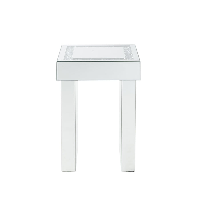 Noralie - Mirrored Faux Diamonds Square End Table - Silver