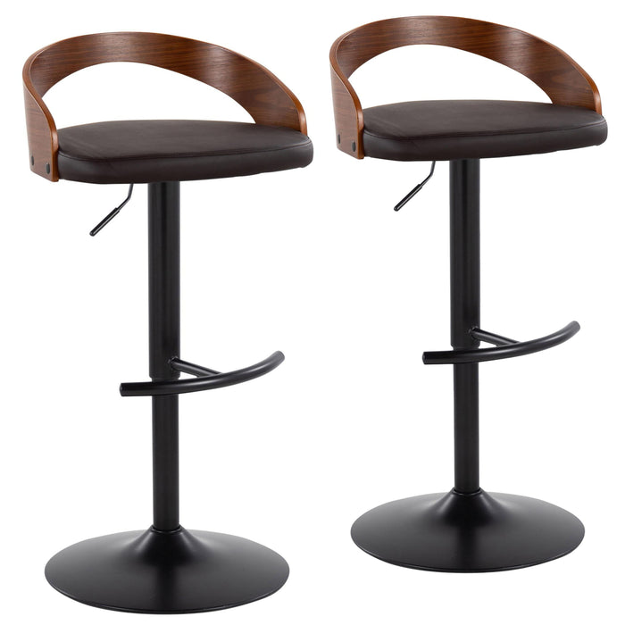 Grotto - Contemporary Adjustable Barstool With Swivel With Rounded T Footrest (Set of 2)