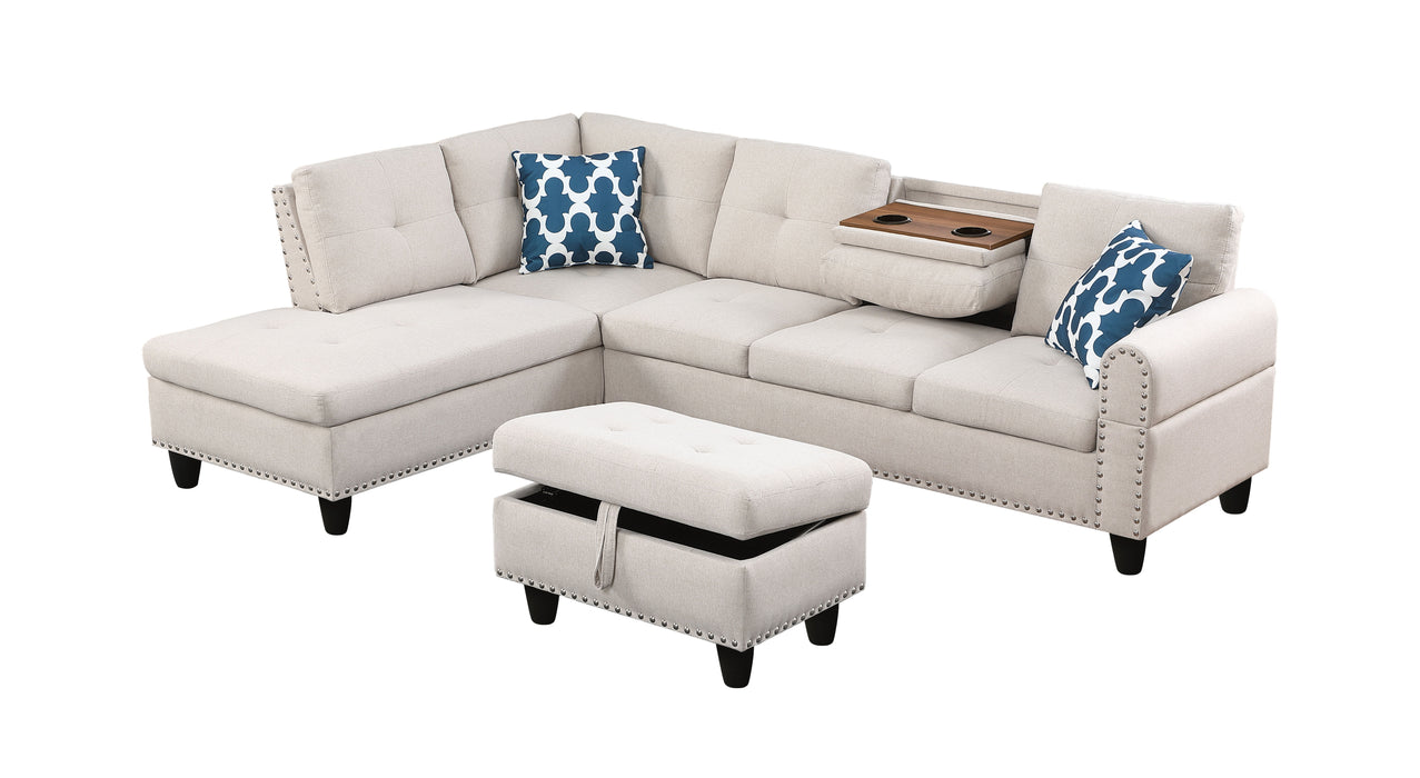 Alger - 98" Wide Left Hand Facing Sofa & Chaise With Ottoman