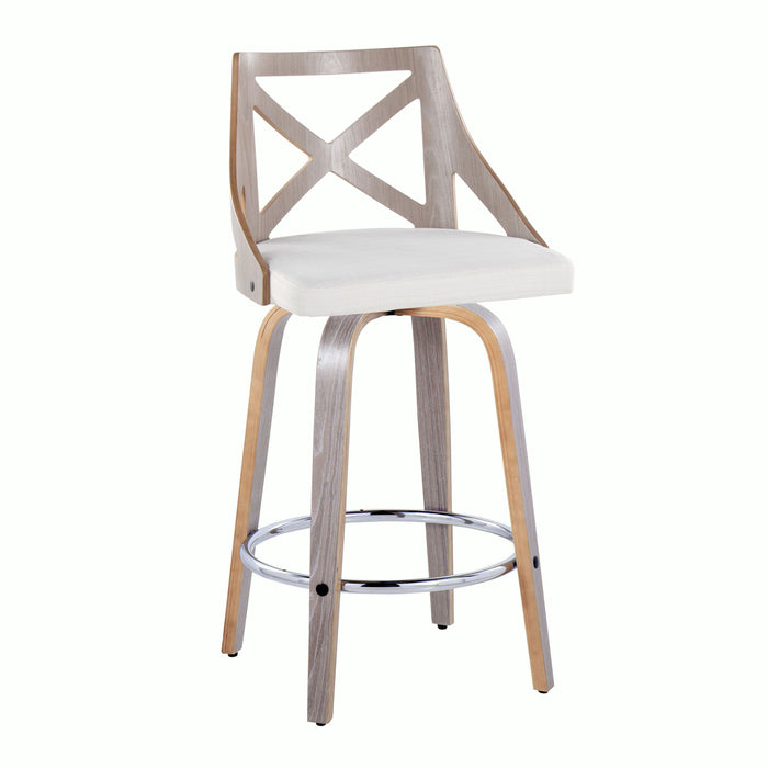 Charlotte - Farmhouse Fixed Height Counter Stool With Swivel With Round Footrest (Set of 2)