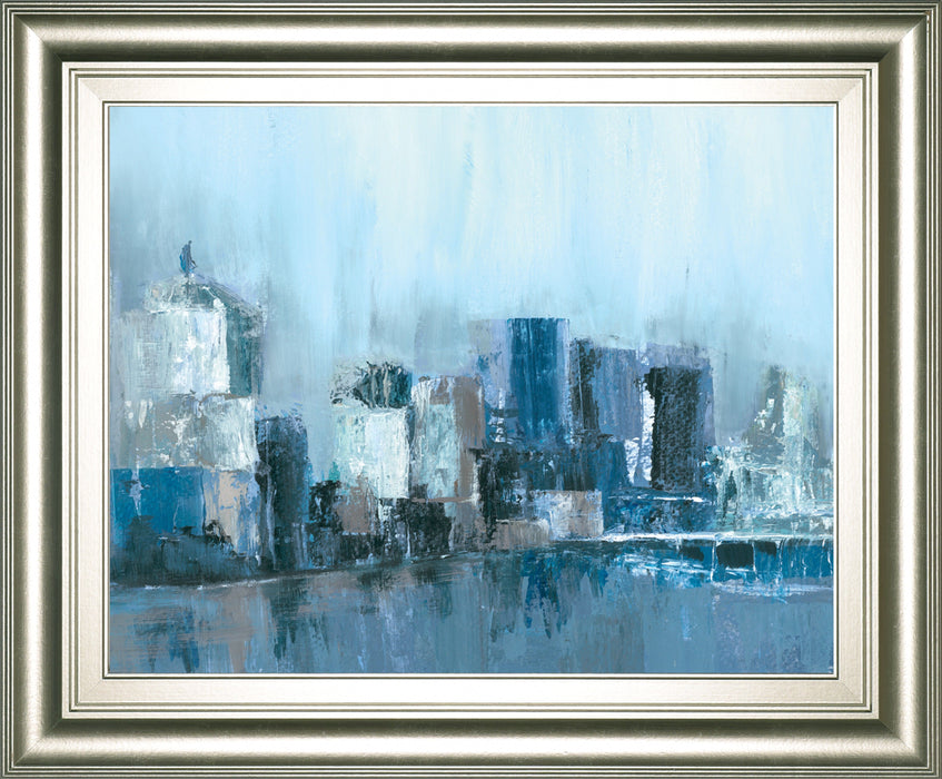 Citlylines By Jones, Cy - Framed Print Wall Art - Light Blue