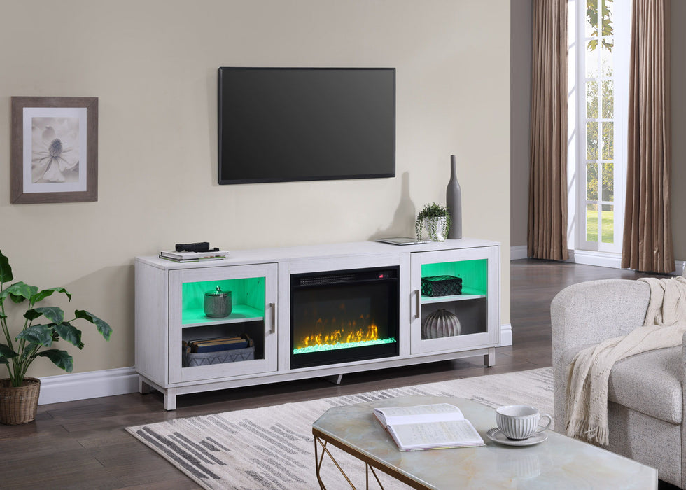 Summit - TV Stand Console With Fireplace - White Walnut Finish