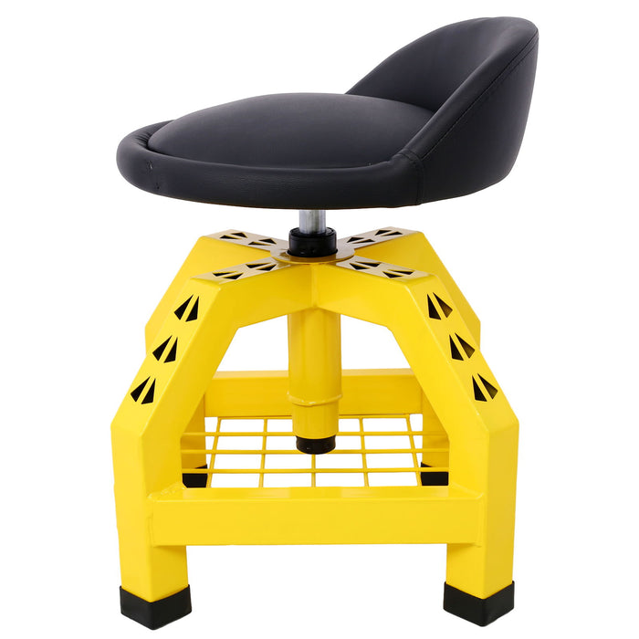 Pneumatic 360 Degree Swivel Stool, Mechanics Rolling Creeper Seat, Heavy Duty Rolling Mechanics Stool, Shop Stool With Casters