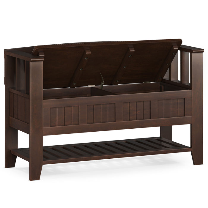 Acadian - Entryway Storage Bench with Shelf - Brunette Brown