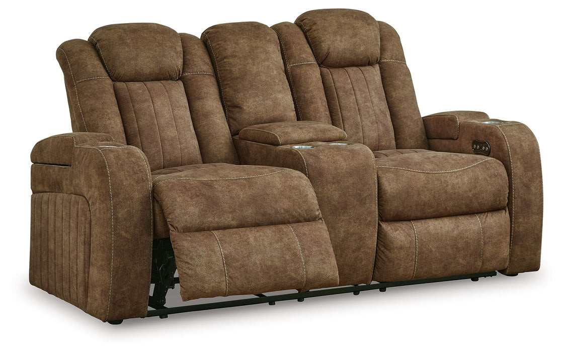 Wolfridge - Tigrado - Loveseat reclinável elétrico com console /Adj Hdrst