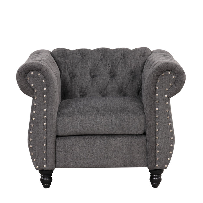 Modern Sofa Dutch Plush Upholstered Sofa, Solid Wood Legs, Buttoned Tufted Backrest