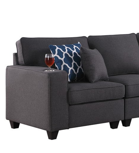 Cooper - Linen Loveseat With Cupholder