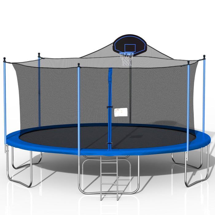 16 Ft Trampoline (Blue) With Board, Metal