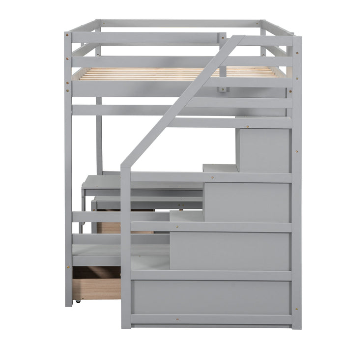Kids Furniture - Bunk Bed With Staircase (The Down Bed Can Be Convertible To Seats And Table Set)