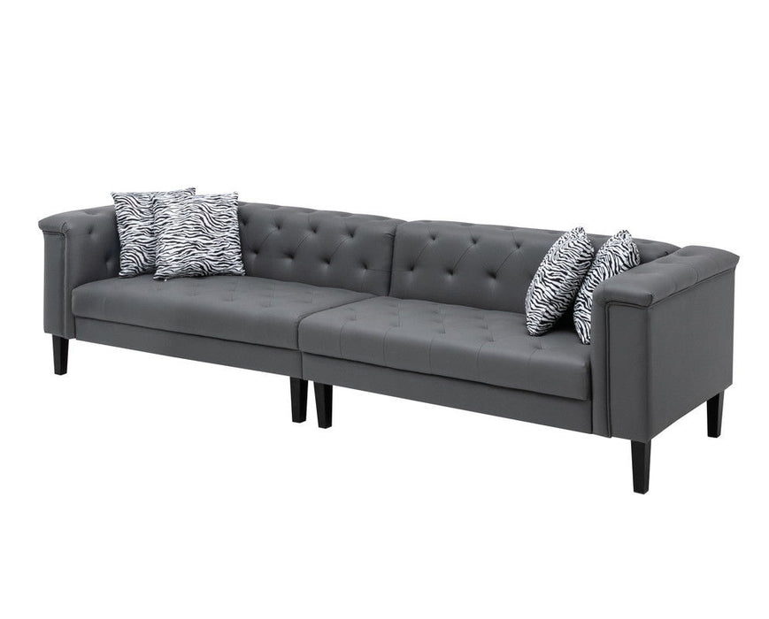 Sarah - Vegan Leather Tufted Sofa With 4 Accent Pillows