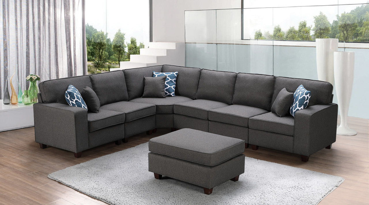 Casanova - 7 Piece Modular L-Shape Sectional Sofa With Ottoman