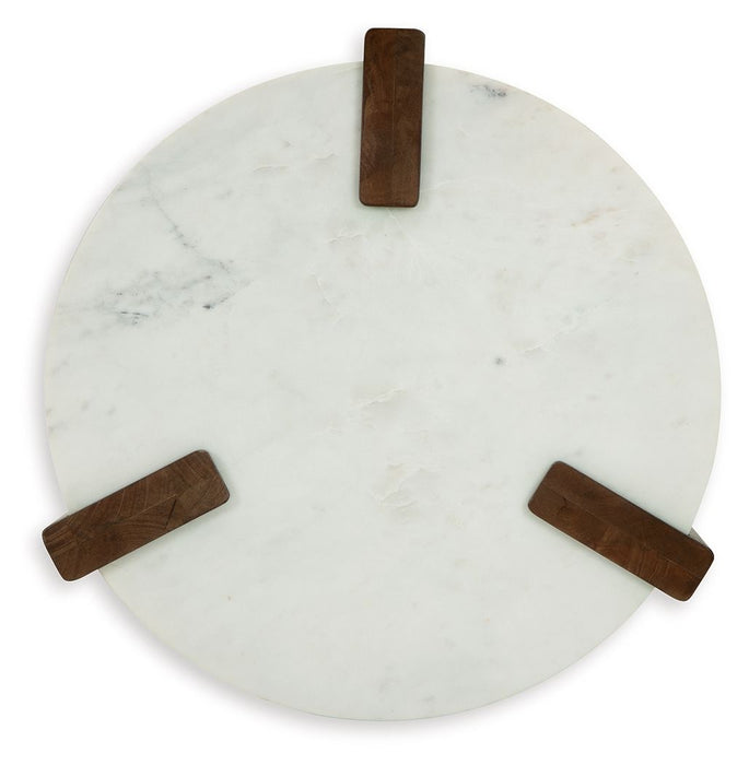 Isanti - White / Brown - Round End Table