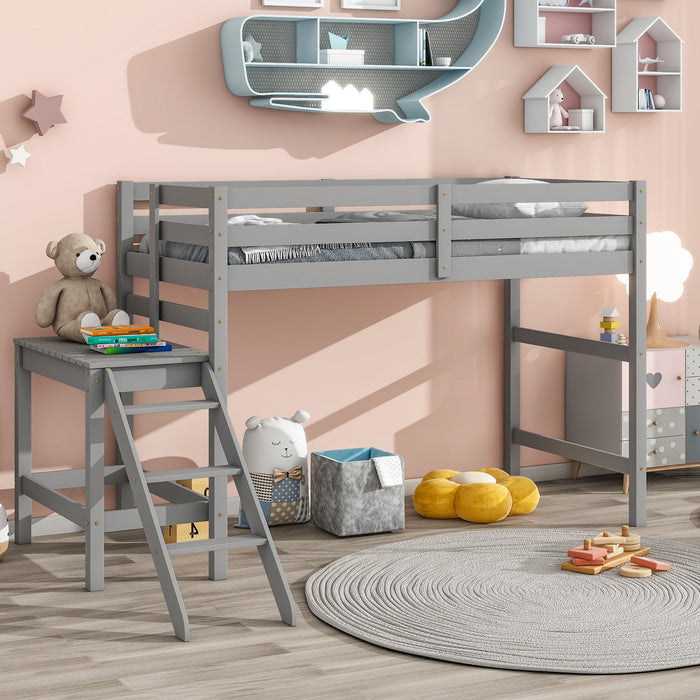 Twin Loft Bed With Platform, Ladder