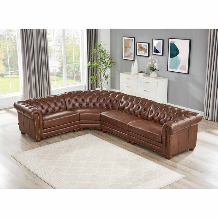 Aliso - L-Shaped Leather Sectional - Pecan