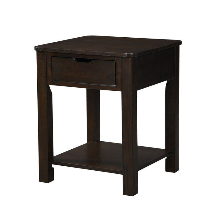 Flora - 20" MDF End Table With Drawer - Dark Brown