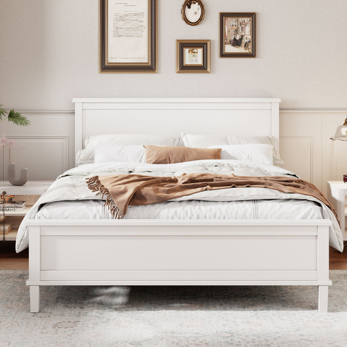 Mid-Century Platform Bed With Headboard And Slat Support, No Box Spring Needed