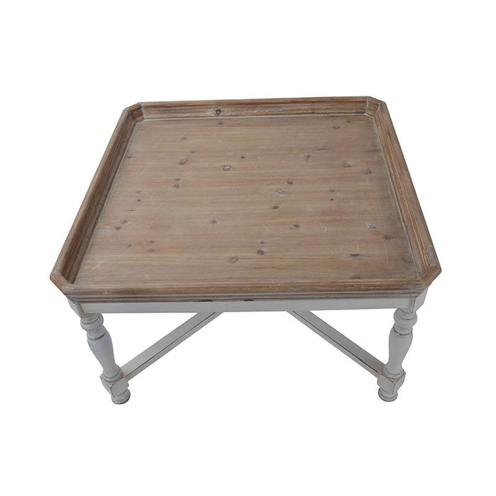 Square Alcott Coffee Table, French Countory Tray Table - White