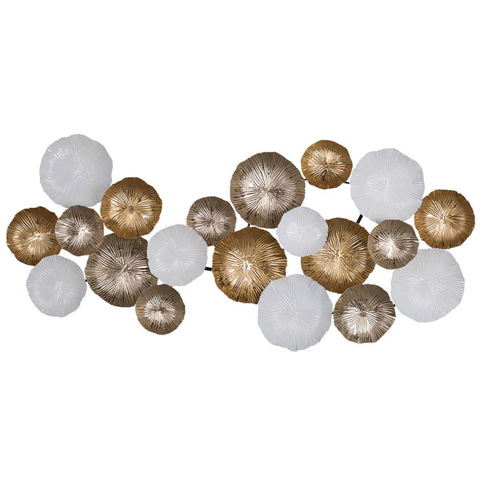 Metal Contemporary Wall Decor Accent, Large Hanging Sculpture For Bedroom Entryway Living Room - Golden / White