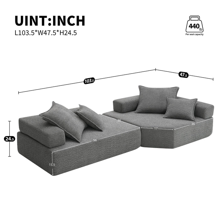 Oversized Modular Sectional Sofa, Luxury Boucle Floor Couch Set, Convertible Sleeper Couch, Spacious Foam-Filled Sofa Bed For Living Room