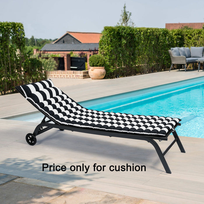 (Set of 2) Outdoor Lounge Chair Cushion Replacement Patio Funiture Seat Cushion Chaise Lounge Cushion - Black / White