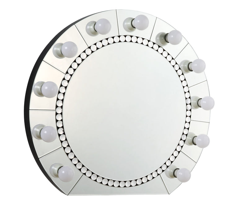 Farai - Glam Mirrored Faux Crystal Diamonds Wall Decor Mirror - Silver