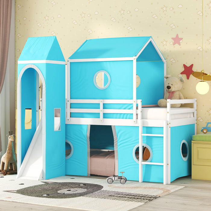 Loft Bed With Slide Tent And Tower