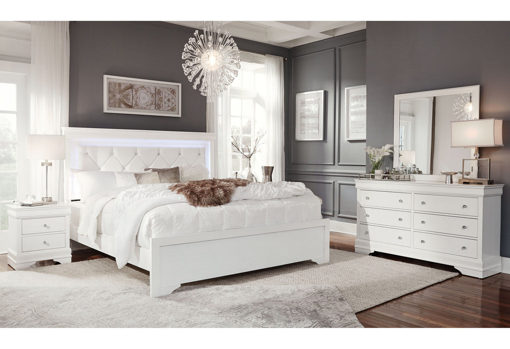 Pompei - Full Bed With LED - Metallic White