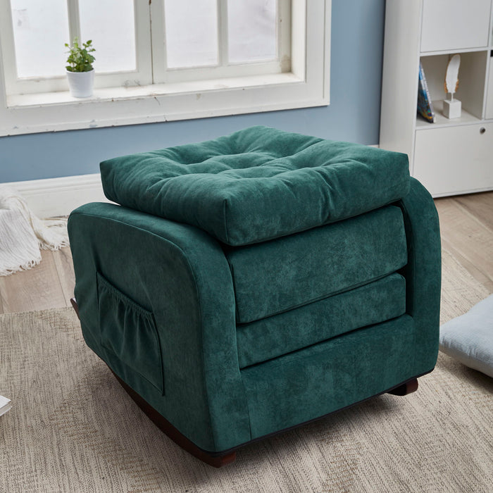 Accent Chair TV Chair Lazy Recliner Comfortable Fabric Leisure Sofa, Modern High Back Armchair - Deep Green